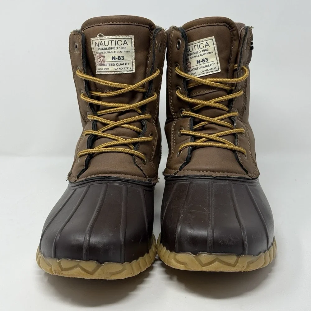 Nautica N83 Channing Mens Duck Boots Brown Winter Snow Boot Size 12